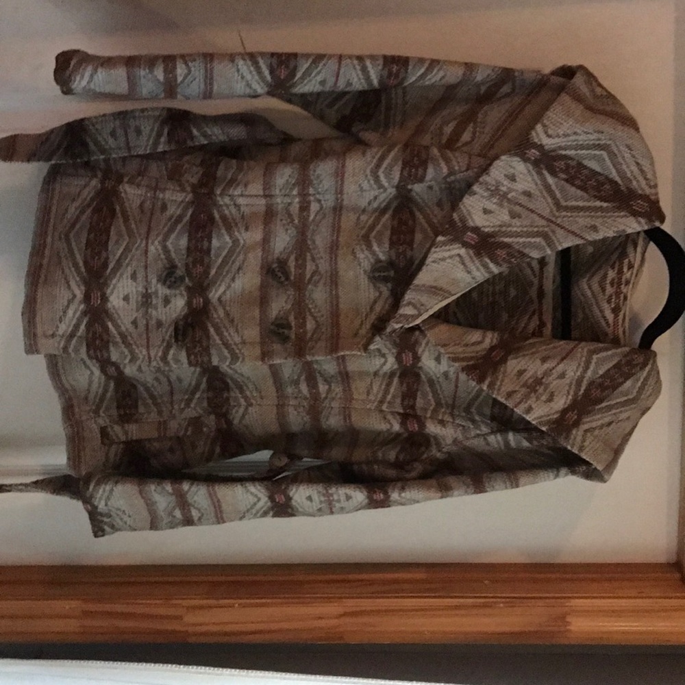 Anthropologie Printed shawl collared jacket